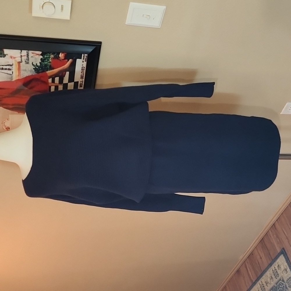 Tahari Navy Blue Knit Dress